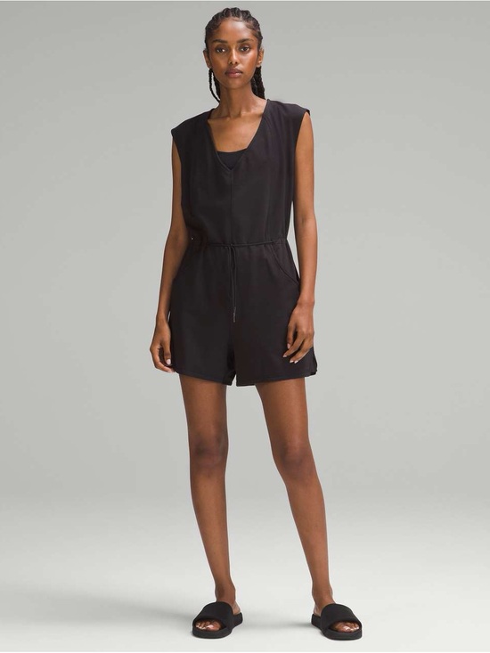 lululemon athletica Pants - lululemon athletica Black Sleeveless Romper with Drawcord